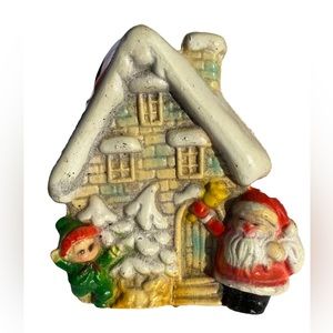 1950s Blow Mold Plastic House Santa Claus Christmas Ornament Japan